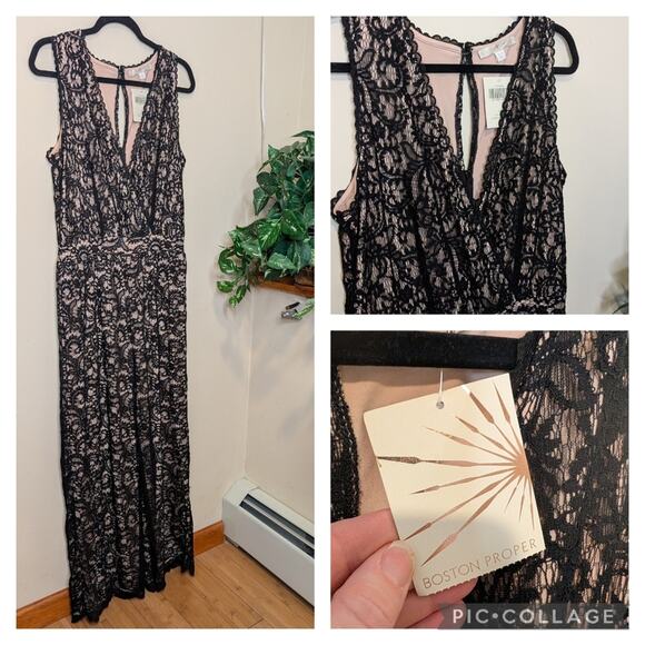 Boston Proper Lace V-Neck Jumpsuit 12 NWt - Picture 1 of 9